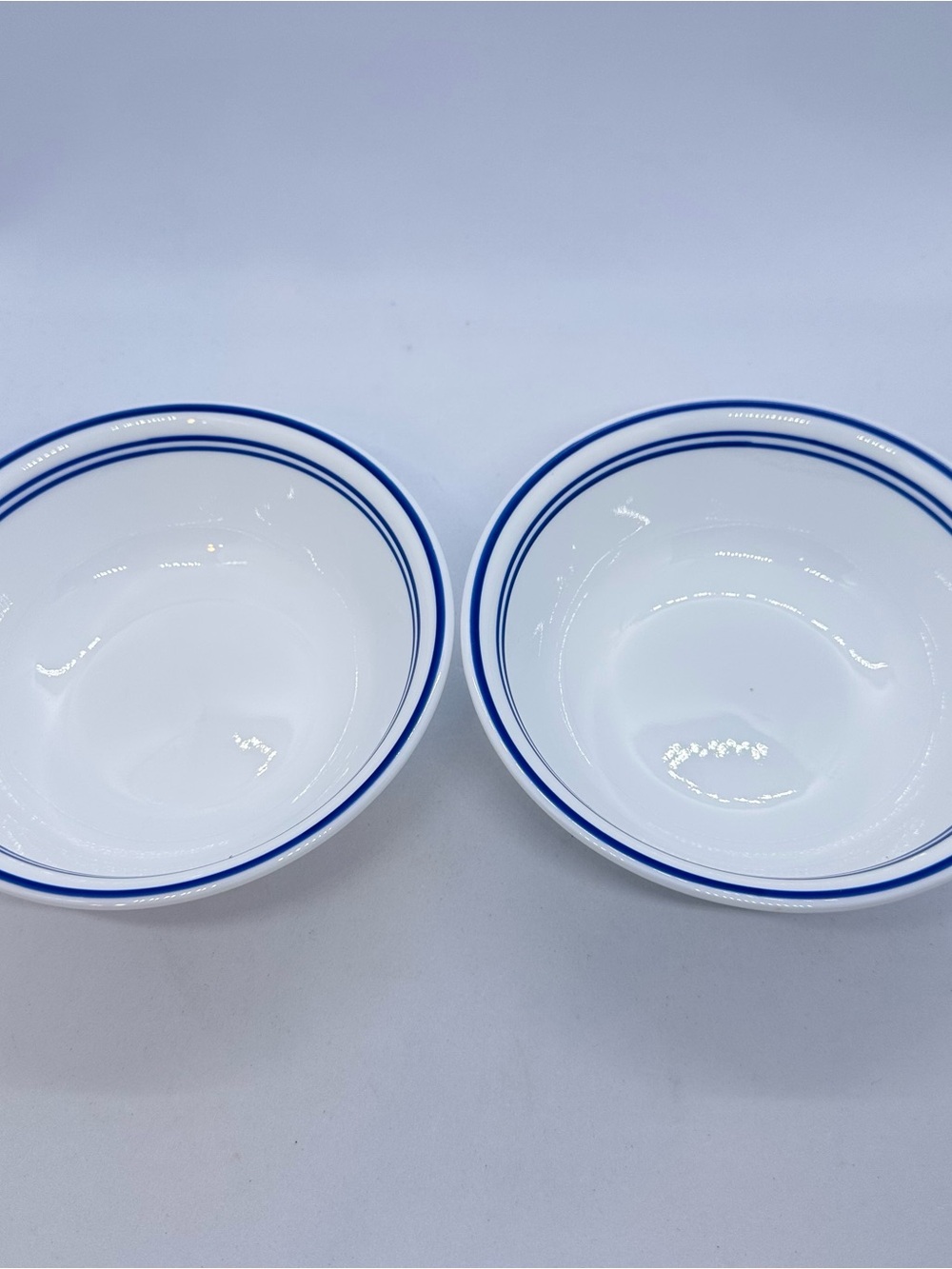 Set of 4 Corelle Vitrelle Classic Cafe Blue Soup Cereal Bowls w/ Stripes 6.25" - Picture 3 of 9